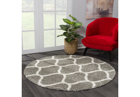 Hoogpolig Grijs Rond Vloerkleed – Madrid Shaggy Tapijt – Fluffy & Luxe