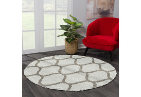 Hoogpolig Creme Rond Vloerkleed – Madrid Shaggy Tapijt – Fluffy & Luxe