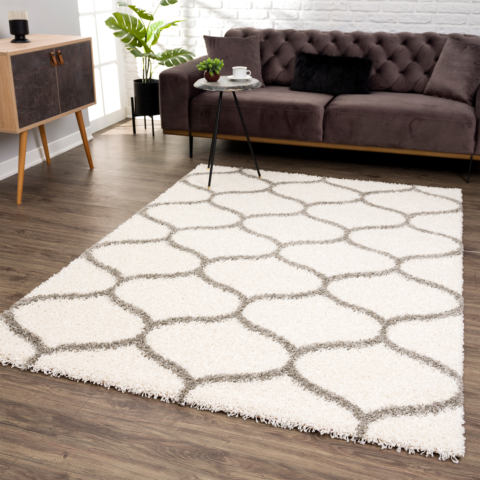 Hoogpolig Creme Vloerkleed – Madrid Shaggy Tapijt – Fluffy & Luxe