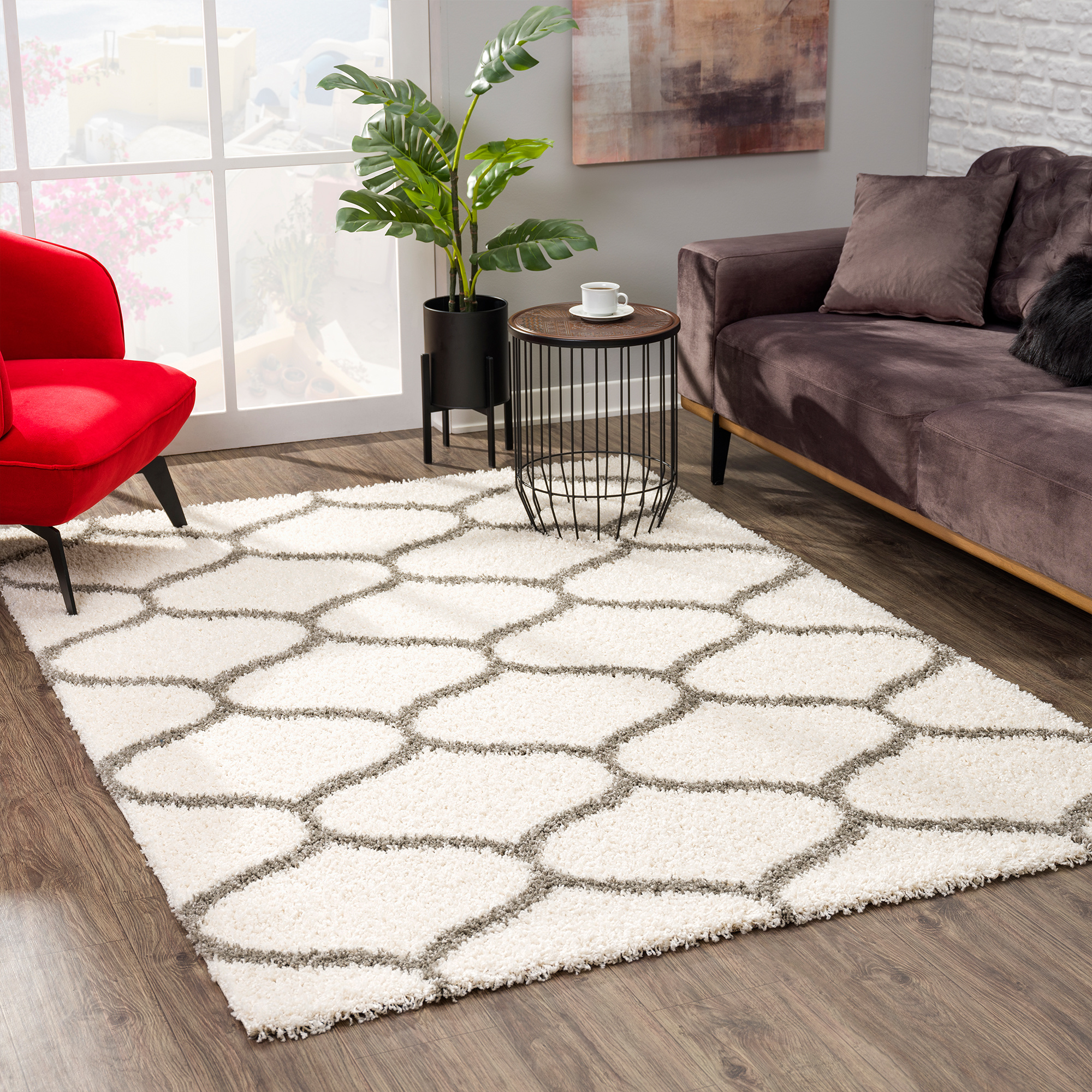 Hoogpolig Creme Vloerkleed – Madrid Shaggy Tapijt – Fluffy & Luxe