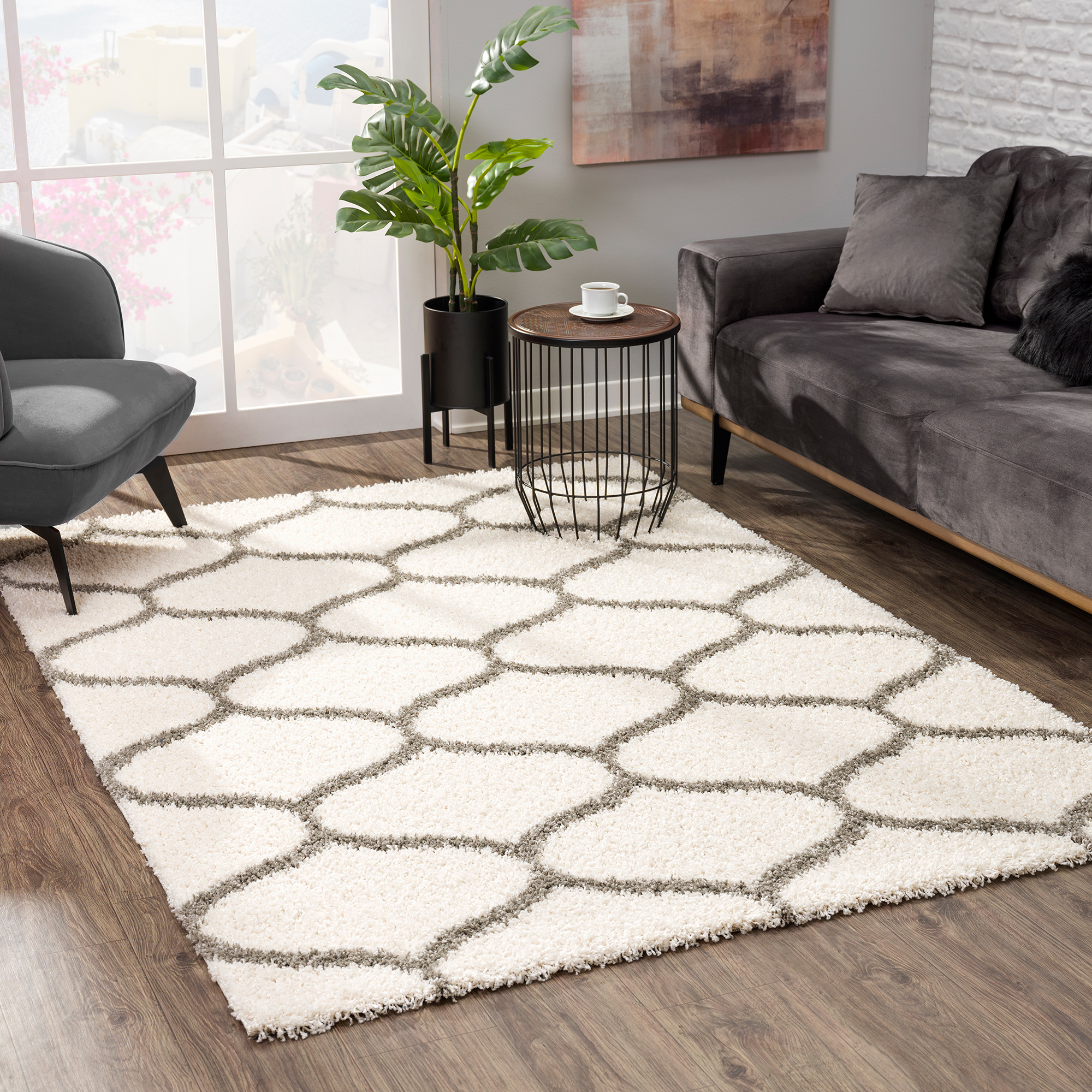 Hoogpolig Creme Vloerkleed – Madrid Shaggy Tapijt – Fluffy & Luxe