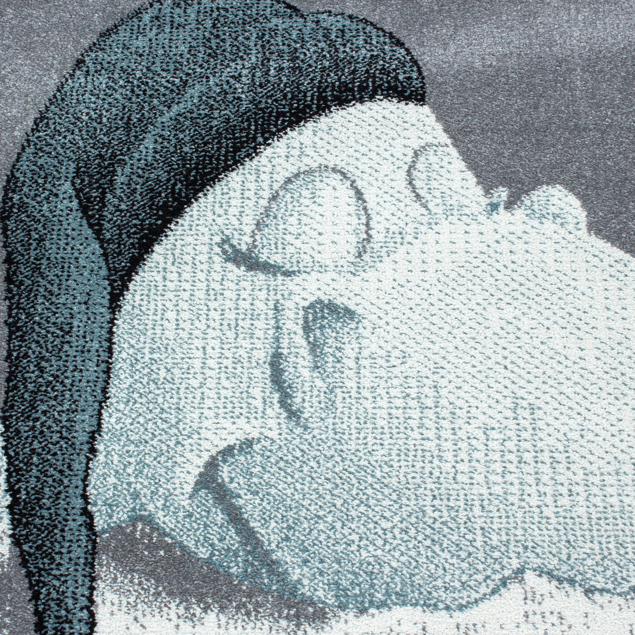 Bambi Dino Kinderkamer Rond Vloerkleed Laagpolig Blauw Grijs