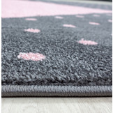 Tapijtenloods Bambi Love Kinderkamer Rond Vloerkleed Laagpolig Roze Grijs