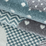 Tapijtenloods Bambi Wolken Kinderkamer Vloerkleed Laagpolig Blauw Grijs