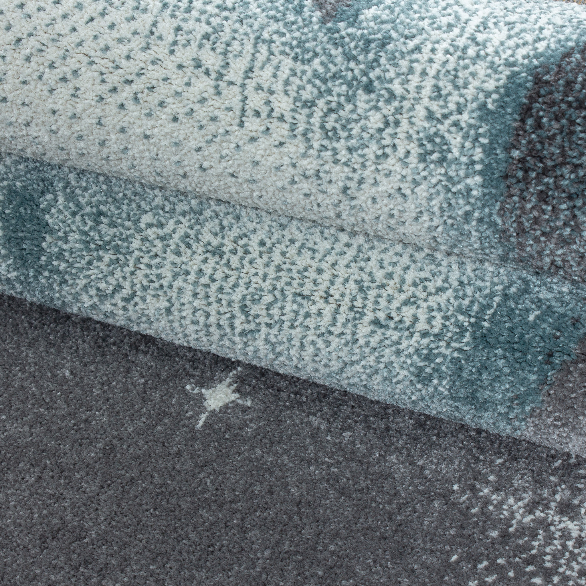Tapijtenloods Bambi Beer Kinderkamer Rond Vloerkleed Laagpolig Blauw Grijs