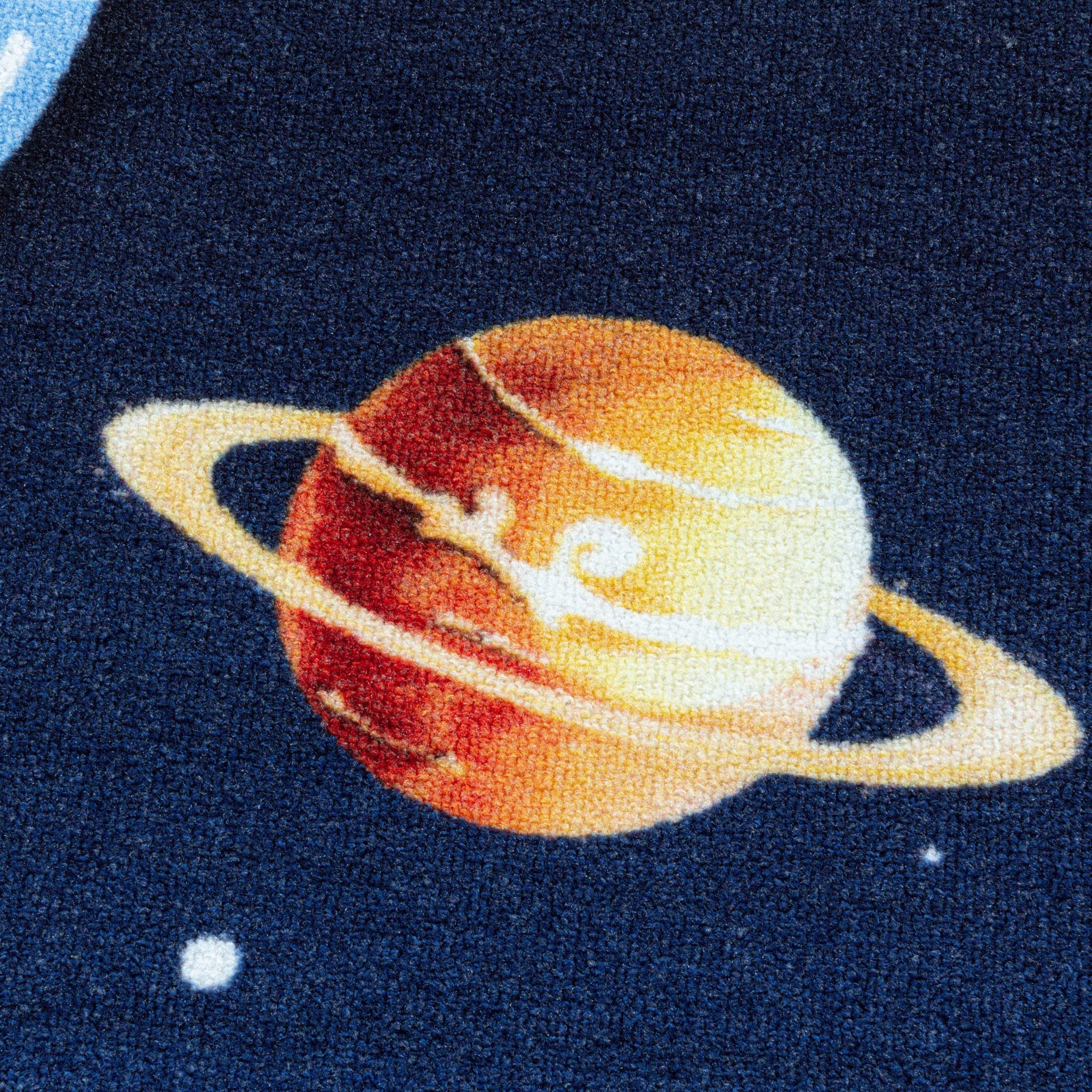 Tapijtenloods Play Vloerkleed Kinderkamer Space Numbers Laagpolig Blauw
