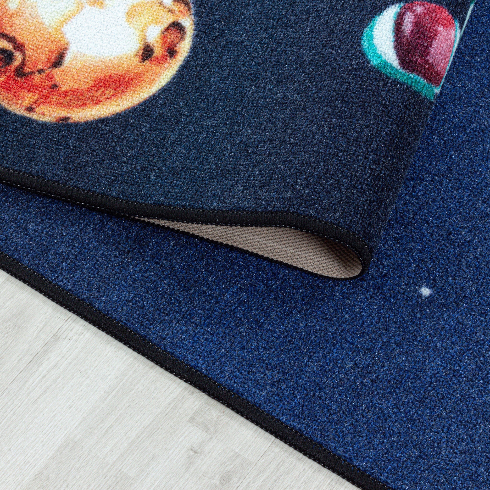 Tapijtenloods Play Vloerkleed Kinderkamer Space Numbers Laagpolig Blauw