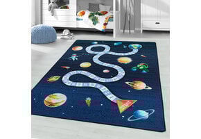 Play Vloerkleed Kinderkamer Space Numbers Laagpolig Blauw