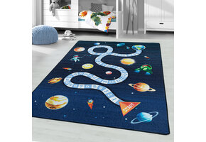 Tapijtenloods Play Vloerkleed Kinderkamer Space Numbers Laagpolig Blauw
