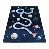 Play Vloerkleed Kinderkamer Space Numbers Laagpolig Blauw