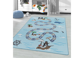 Play Vloerkleed Kinderkamer Numbers Laagpolig Blauw