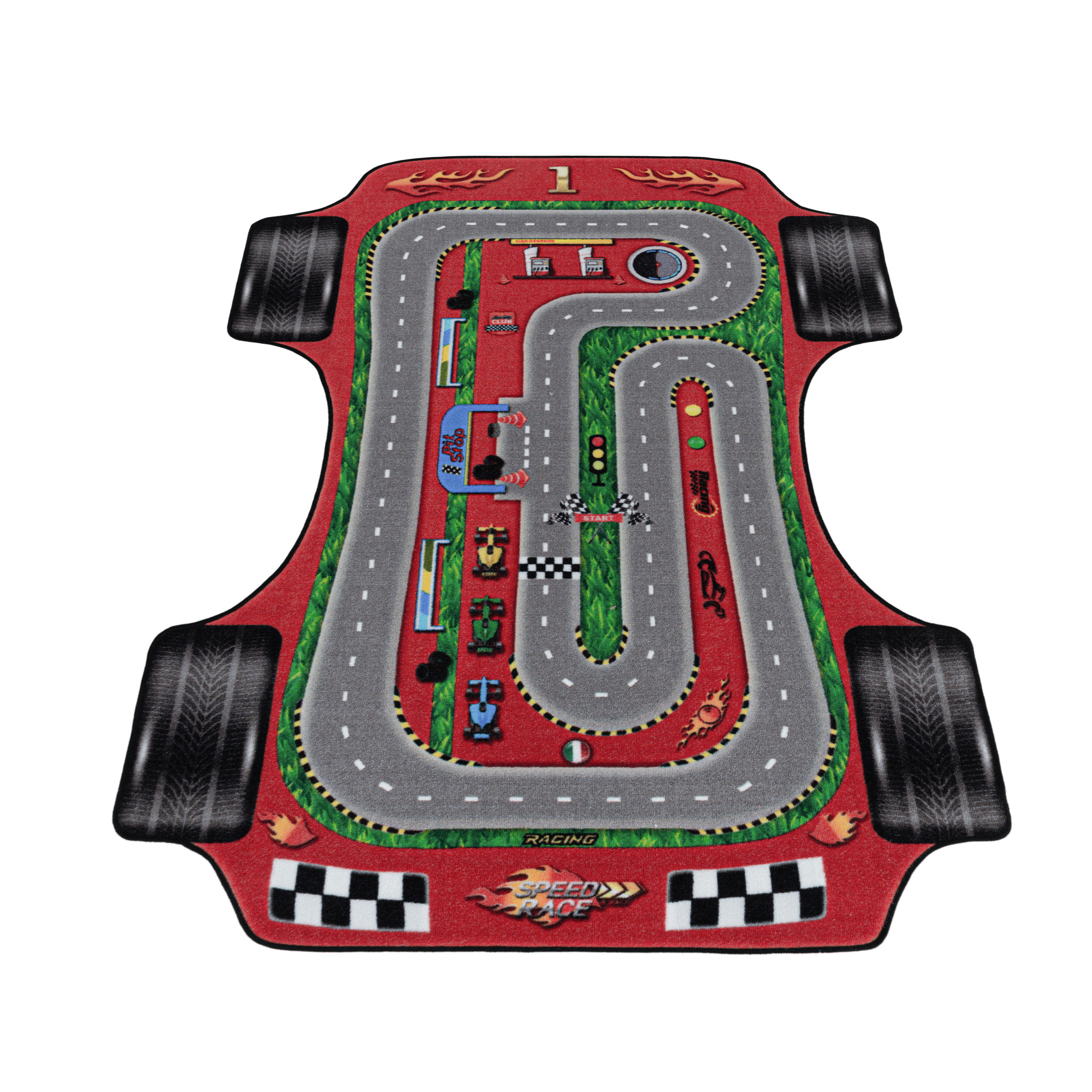 Play Vloerkleed Kinderkamer Formule 1 Laagpolig Rood