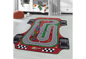 Tapijtenloods Play Vloerkleed Kinderkamer Formule 1 Laagpolig Rood