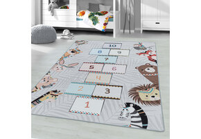 Play Vloerkleed Kinderkamer Hinkelen Laagpolig Grijs