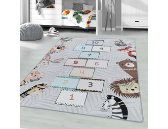 Tapijtenloods Play Vloerkleed Kinderkamer Hinkelen Laagpolig Grijs