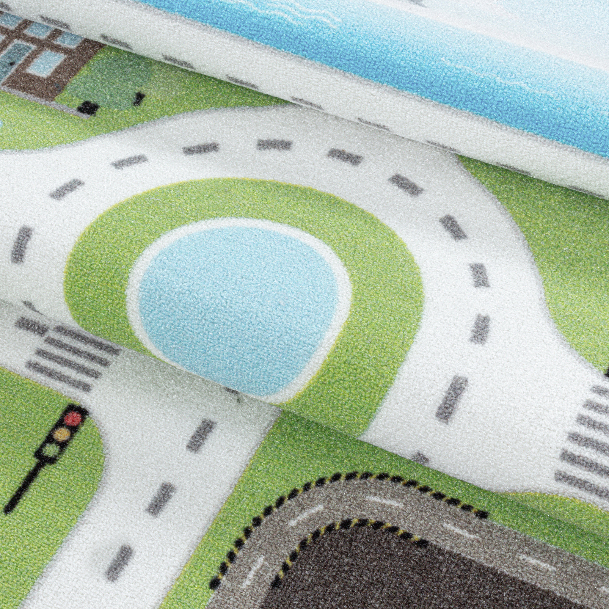 Play Vloerkleed Kinderkamer Verkeer Laagpolig Groen