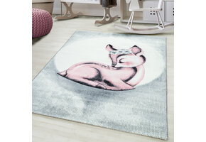 Tapijtenloods Bambi Kinderkamer Vloerkleed Laagpolig Roze Grijs