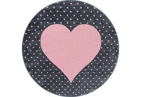 Tapijtenloods Bambi Love Kinderkamer Rond Vloerkleed Laagpolig Roze Grijs