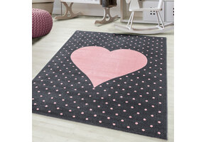 Tapijtenloods Bambi Love Kinderkamer Vloerkleed Laagpolig Roze Grijs