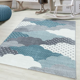 Tapijtenloods Bambi Wolken Kinderkamer Vloerkleed Laagpolig Blauw Grijs