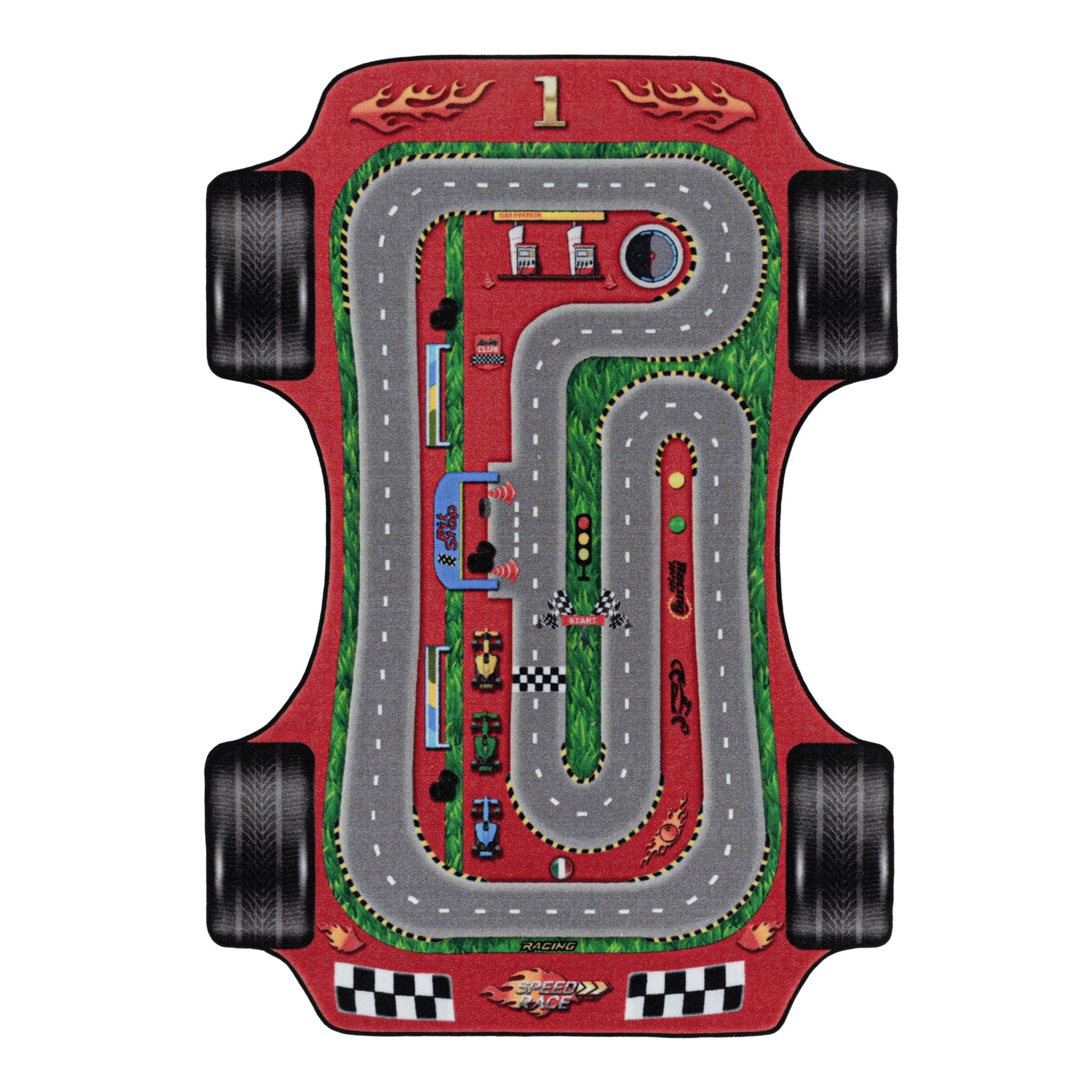 Play Vloerkleed Kinderkamer Formule 1 Laagpolig Rood