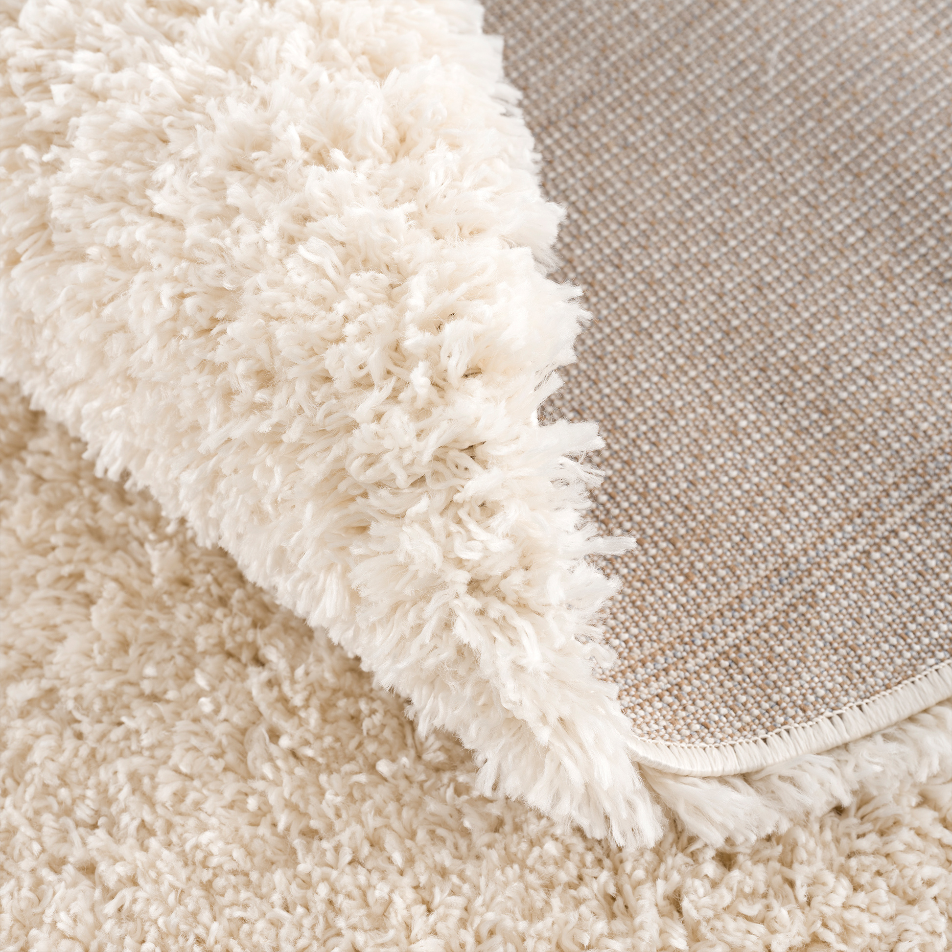 Porto Rond Soft Fluffy Vloerkleed Hoogpolig Effen Creme