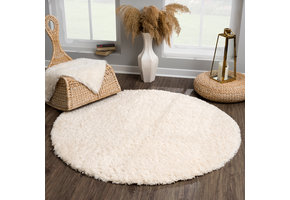 Porto Rond Soft Fluffy Vloerkleed Hoogpolig Effen Creme