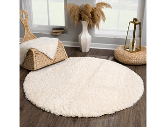 Tapijtenloods Porto Rond Soft Fluffy Vloerkleed Hoogpolig Effen Creme