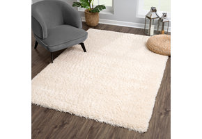 Porto Soft Fluffy Vloerkleed Hoogpolig Effen Creme