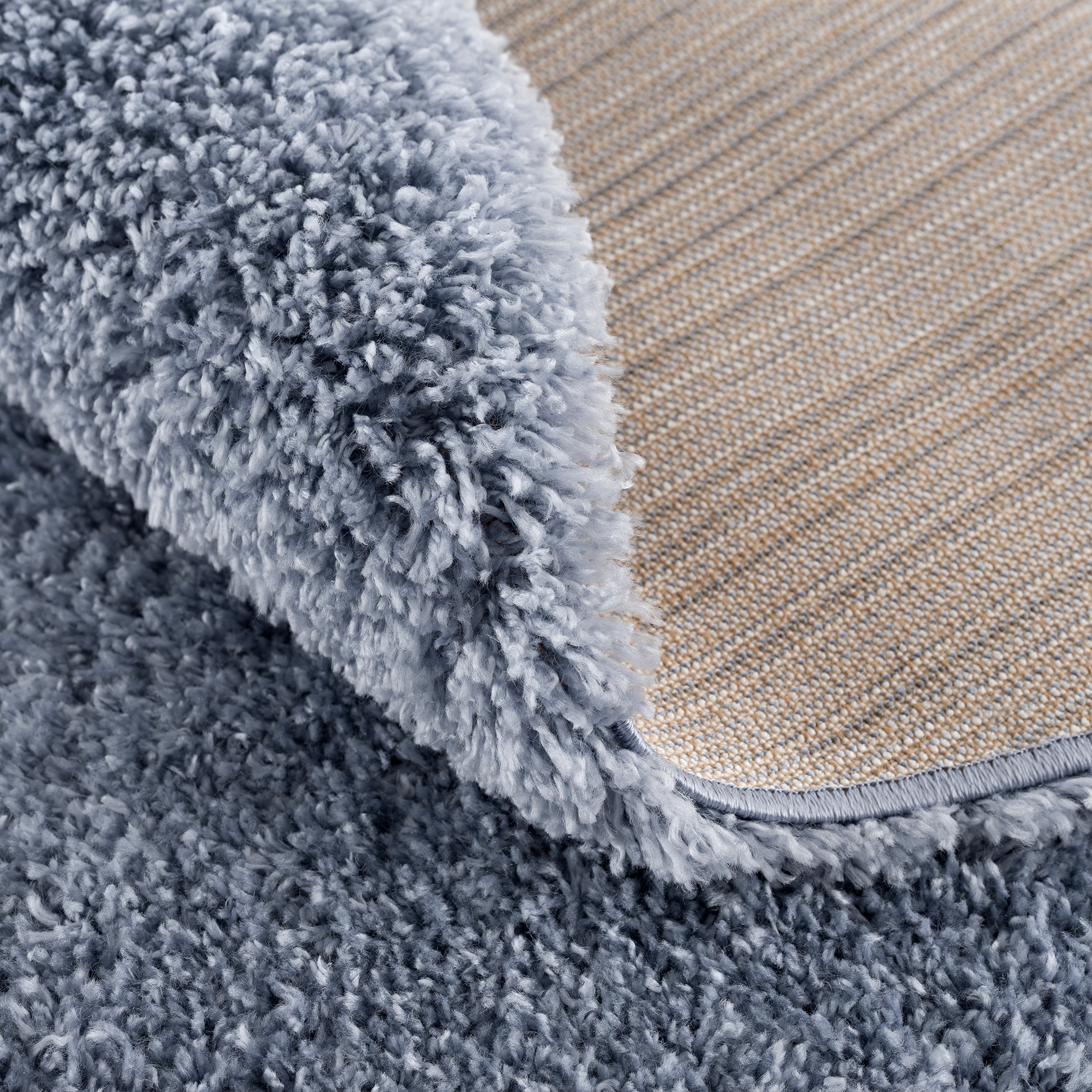 Porto Rond Soft Fluffy Hoogpolig Vloerkleed Blauw