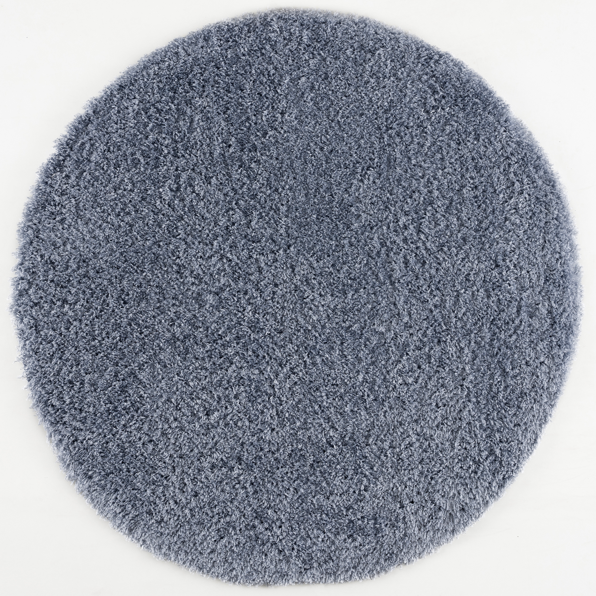 Porto Rond Soft Fluffy Vloerkleed Hoogpolig Effen Blauw