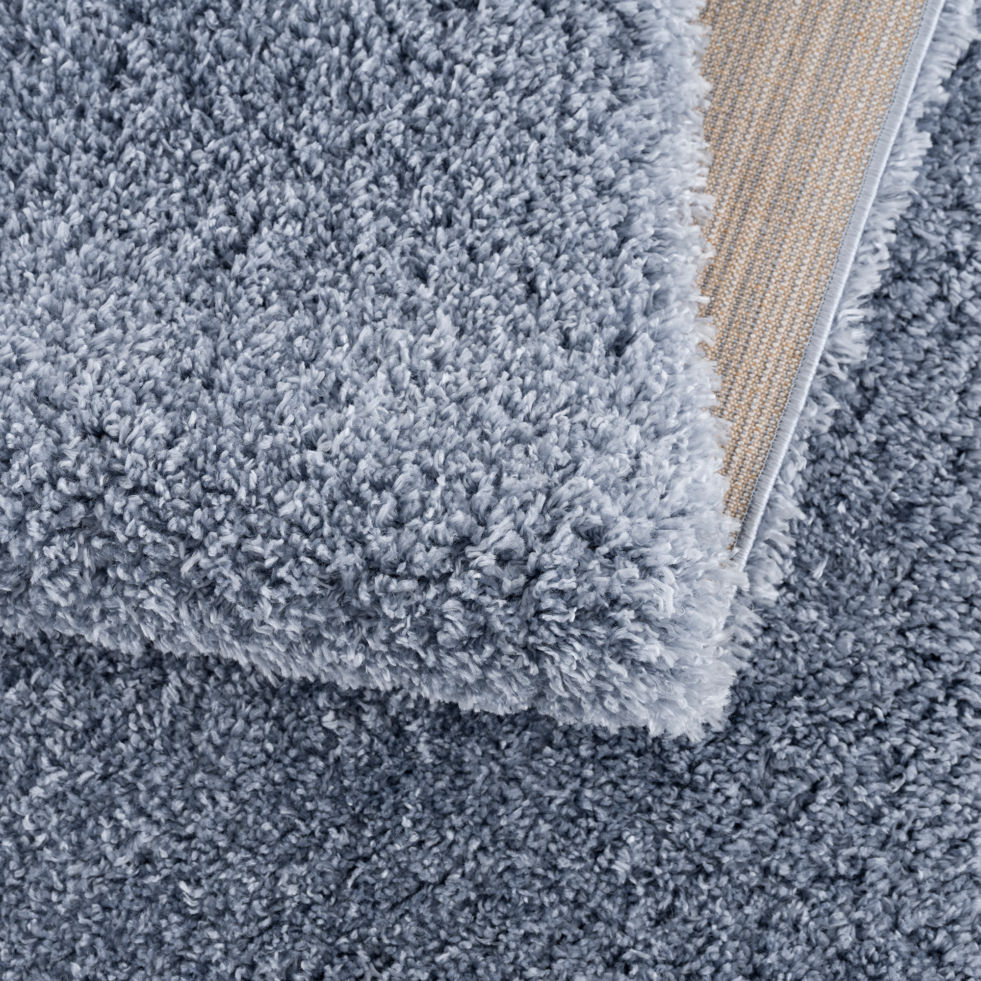 Porto Soft Fluffy Vloerkleed Hoogpolig Effen Blauw