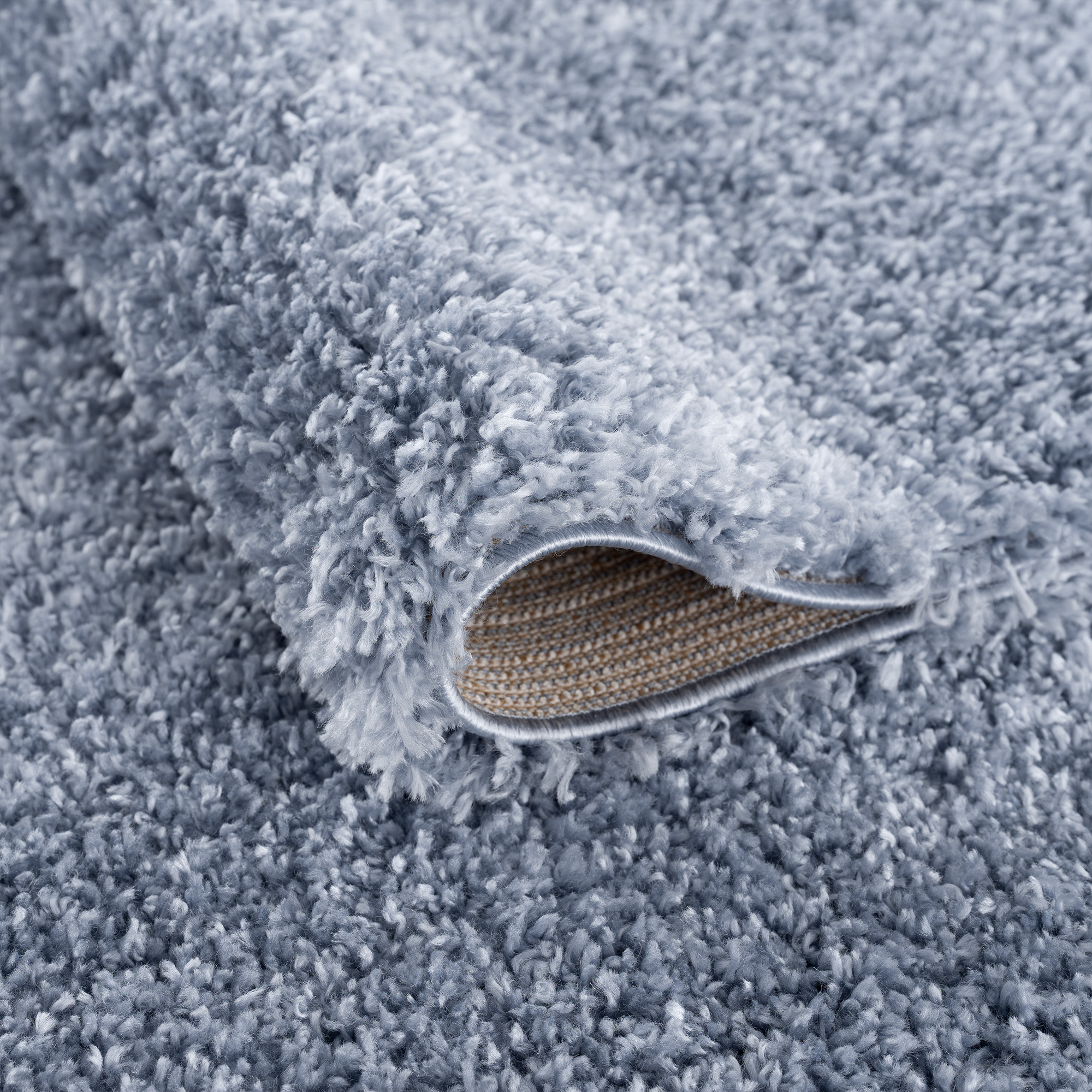 Porto Soft Fluffy Vloerkleed Hoogpolig Effen Blauw