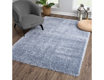 Tapijtenloods Porto Soft Fluffy Vloerkleed Hoogpolig Effen Blauw