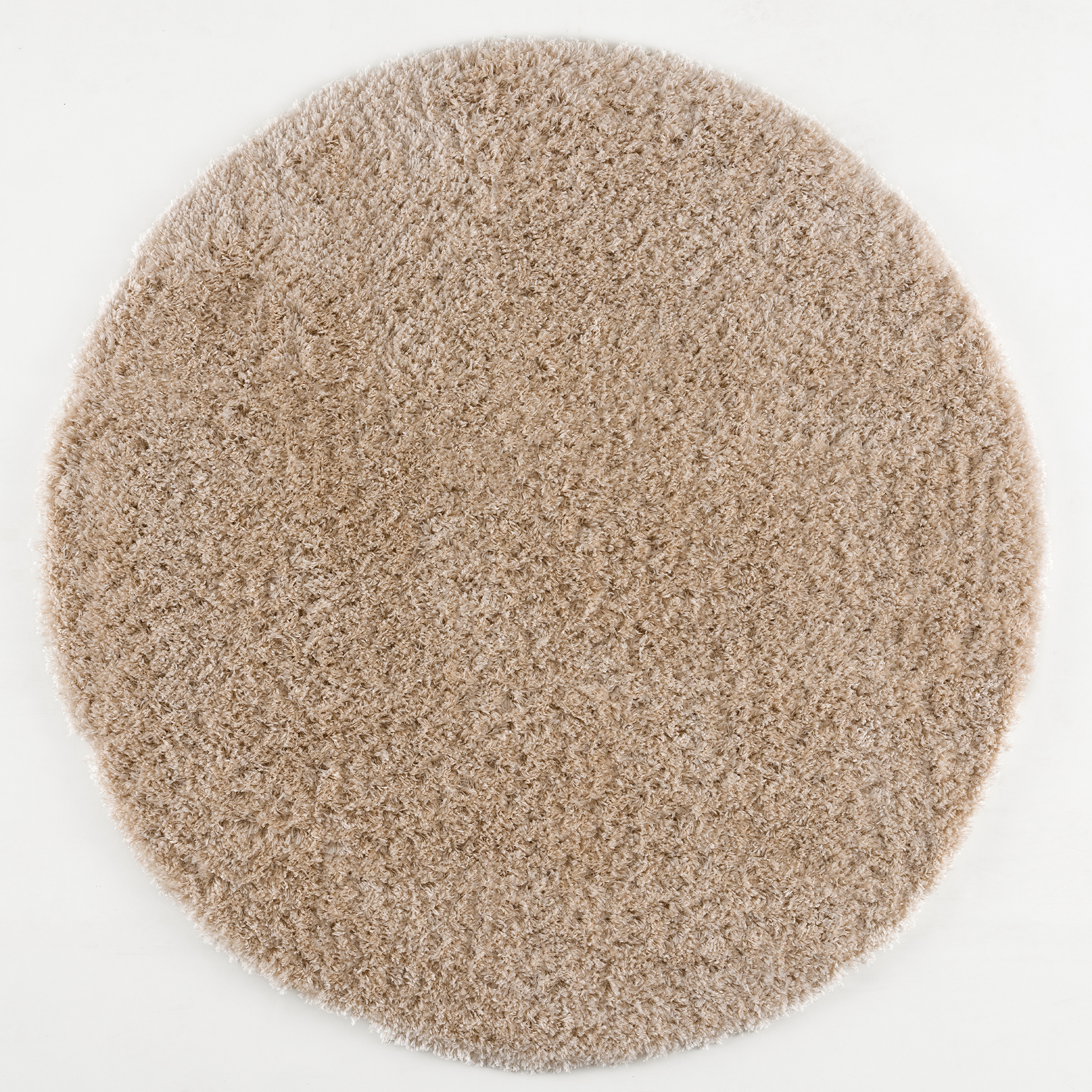 Porto Rond Soft Fluffy Vloerkleed Hoogpolig Effen Beige