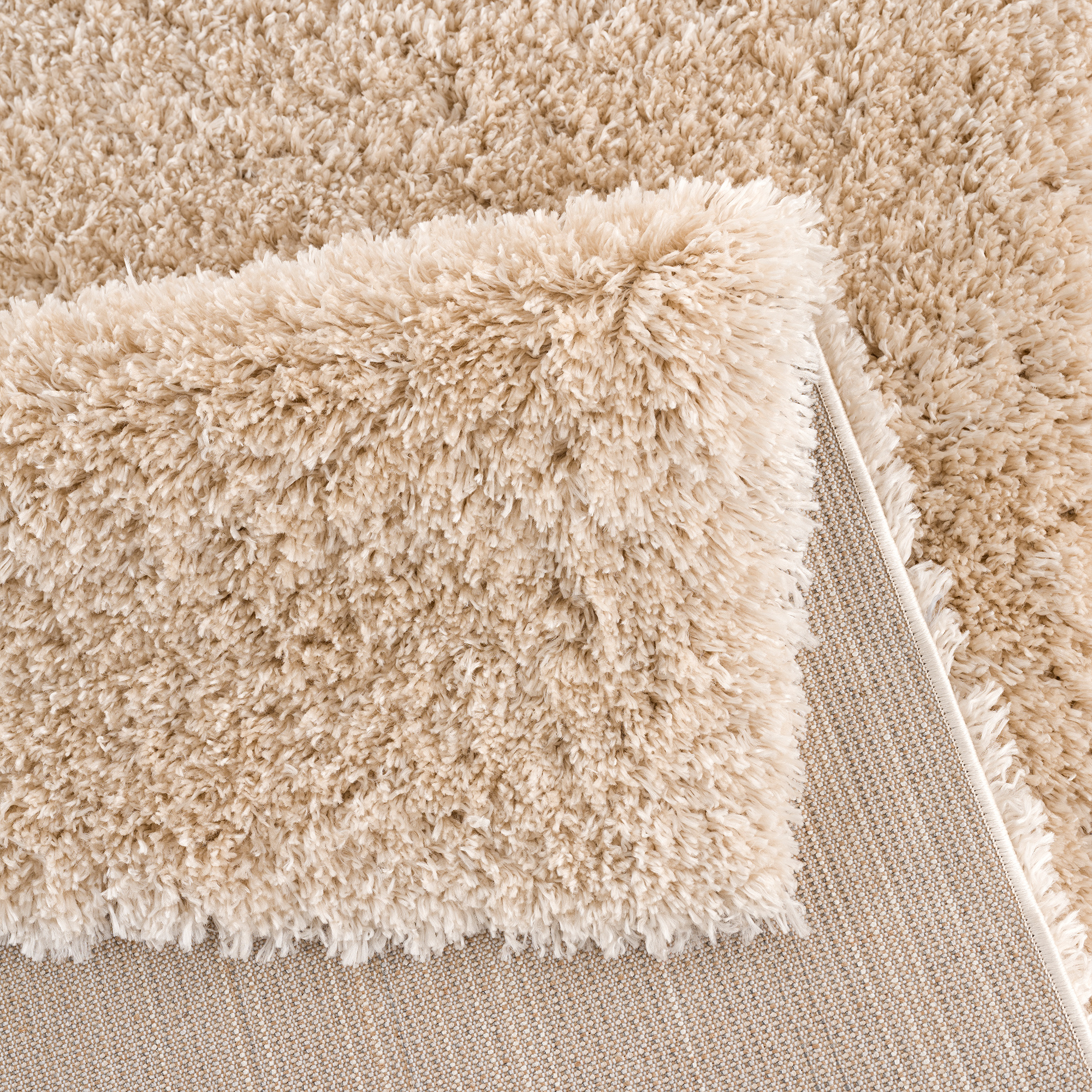 Porto Soft Fluffy Vloerkleed Hoogpolig Effen Beige
