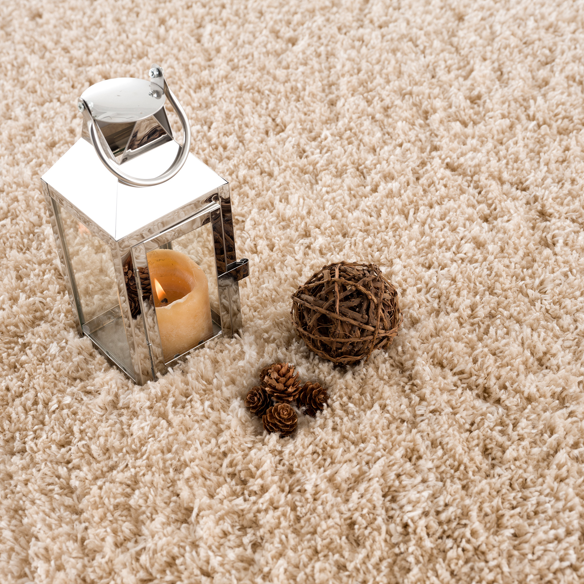 Porto Soft Fluffy Hoogpolig Vloerkleed Beige