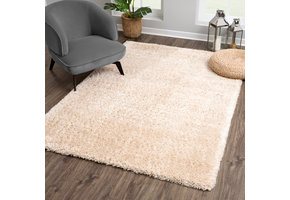 Porto Soft Fluffy Vloerkleed Hoogpolig Effen Beige