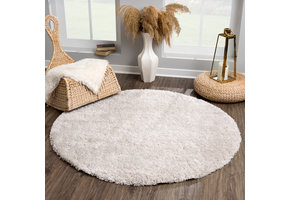 Porto Rond Soft Fluffy Hoogpolig Vloerkleed Lichtgrijs