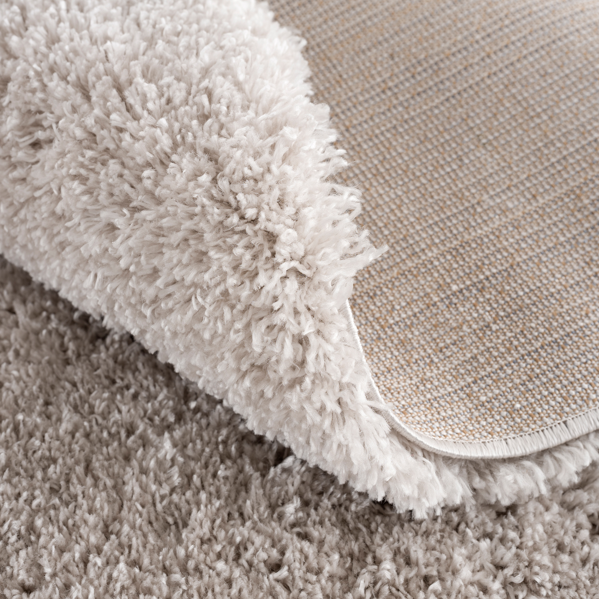 Porto Rond Soft Fluffy Hoogpolig Vloerkleed Lichtgrijs