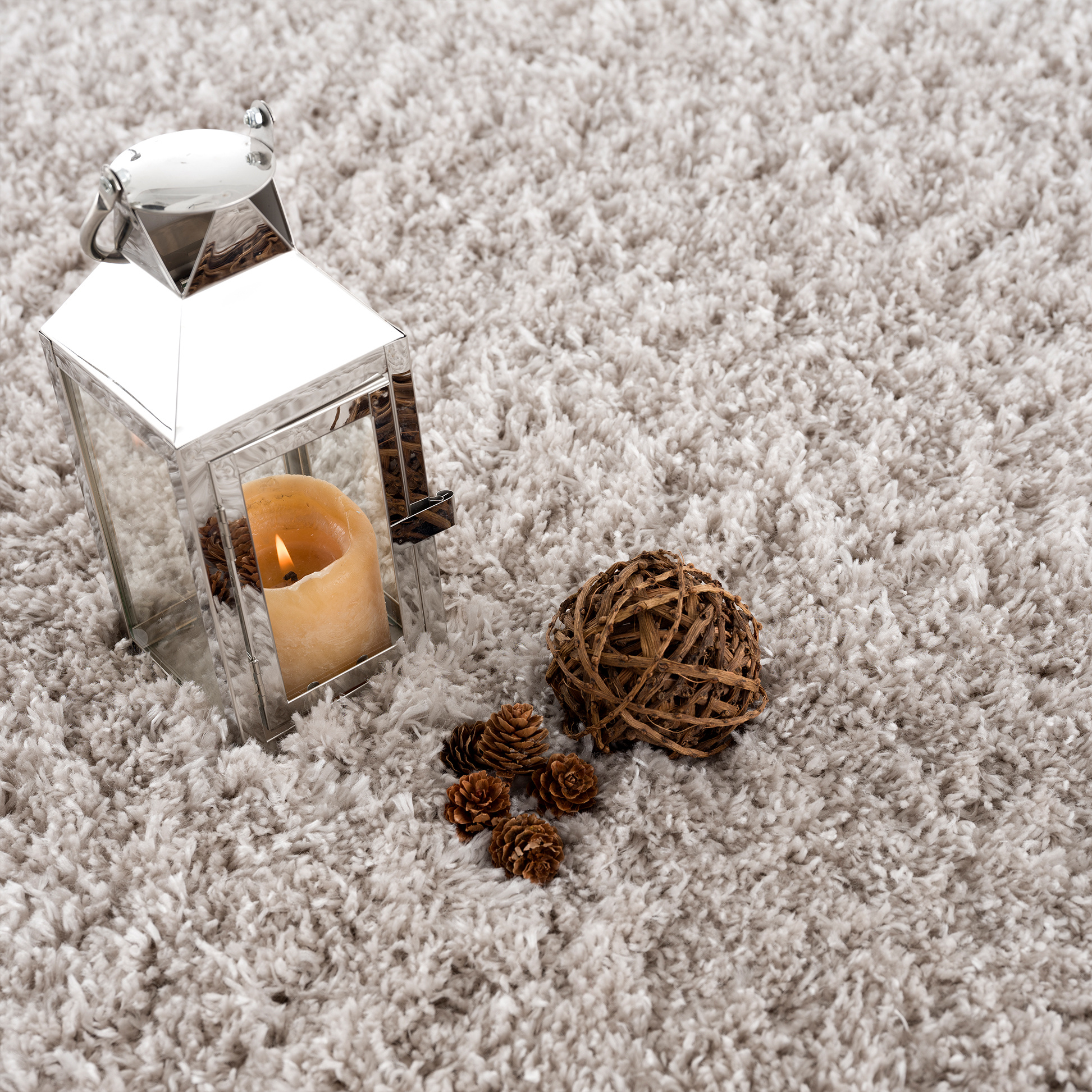 Porto Soft Fluffy Hoogpolig Vloerkleed Lichtgrijs