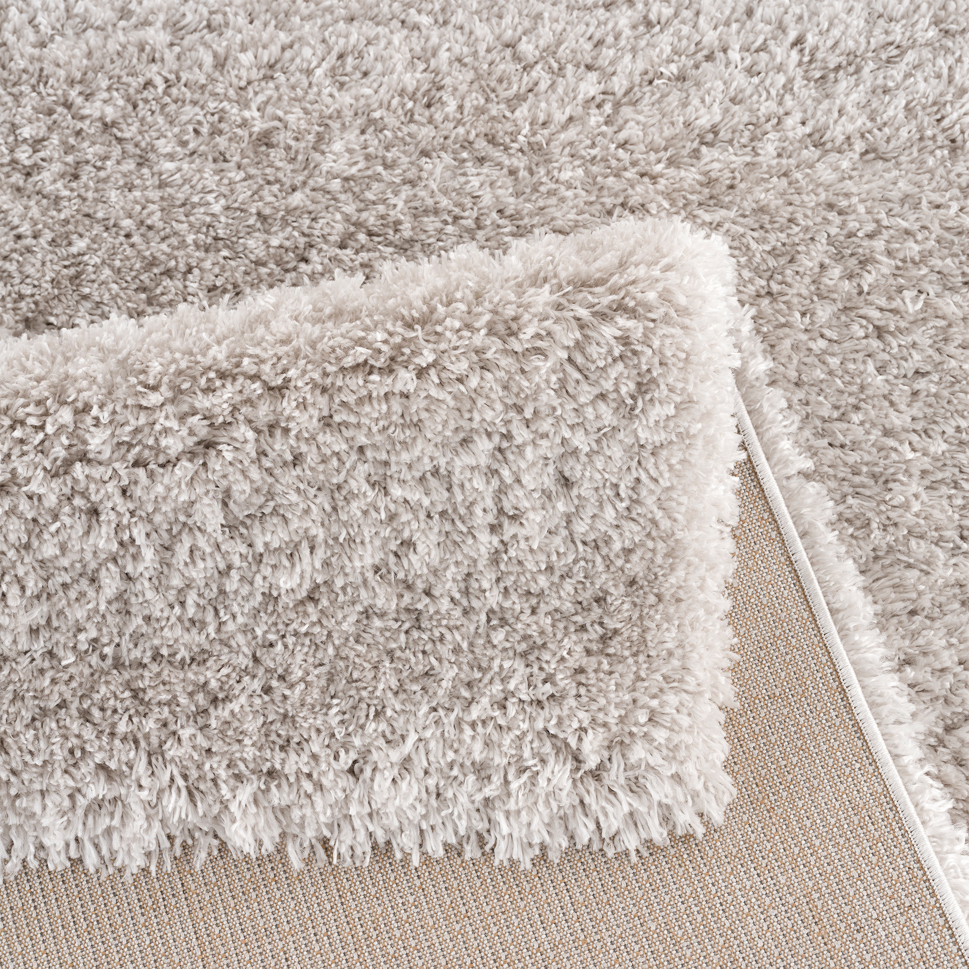 Porto Soft Fluffy Vloerkleed Hoogpolig Effen Licht Grijs