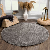 Porto Rond Soft Fluffy Hoogpolig Vloerkleed Donkergrijs