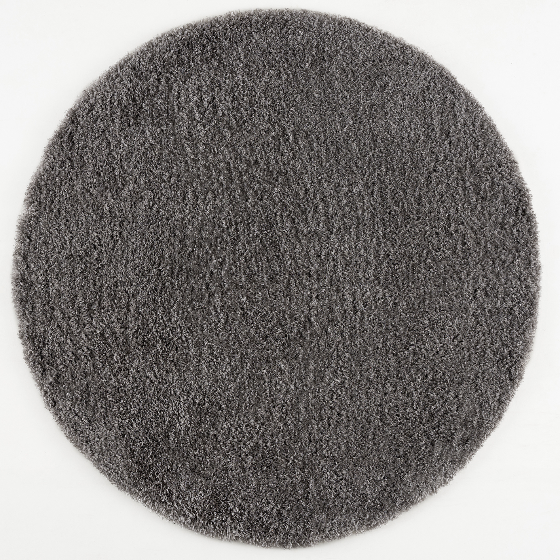 Porto Rond Soft Fluffy Vloerkleed Hoogpolig Effen Donker Grijs