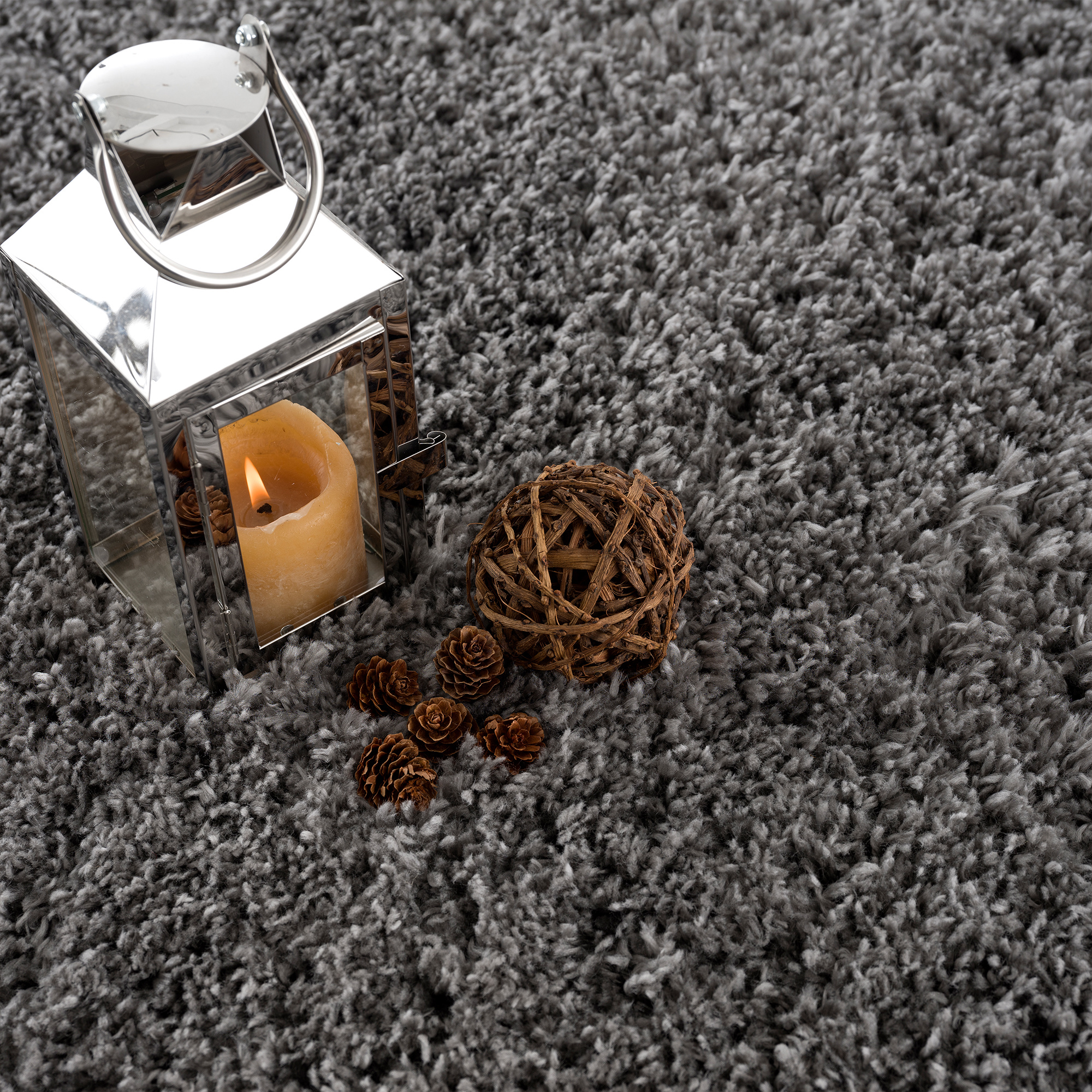 Porto Soft Fluffy Hoogpolig Vloerkleed Donkergrijs