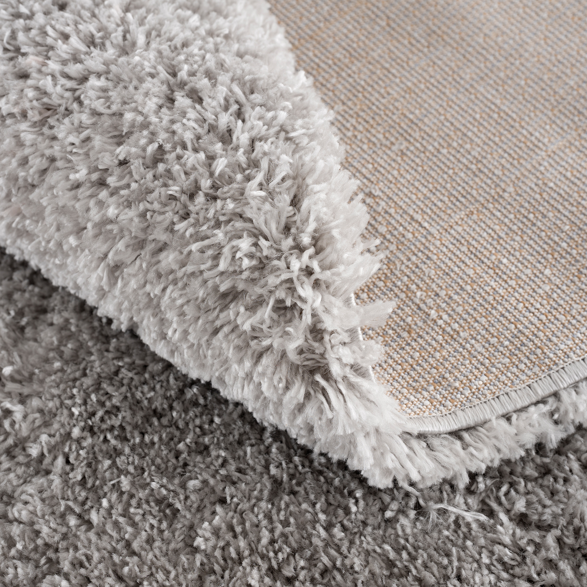 Porto Rond Soft Fluffy Hoogpolig Vloerkleed Grijs