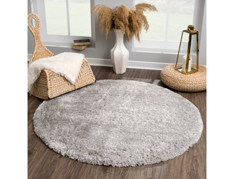 Tapijtenloods Porto Rond Soft Fluffy Vloerkleed Hoogpolig Effen Grijs