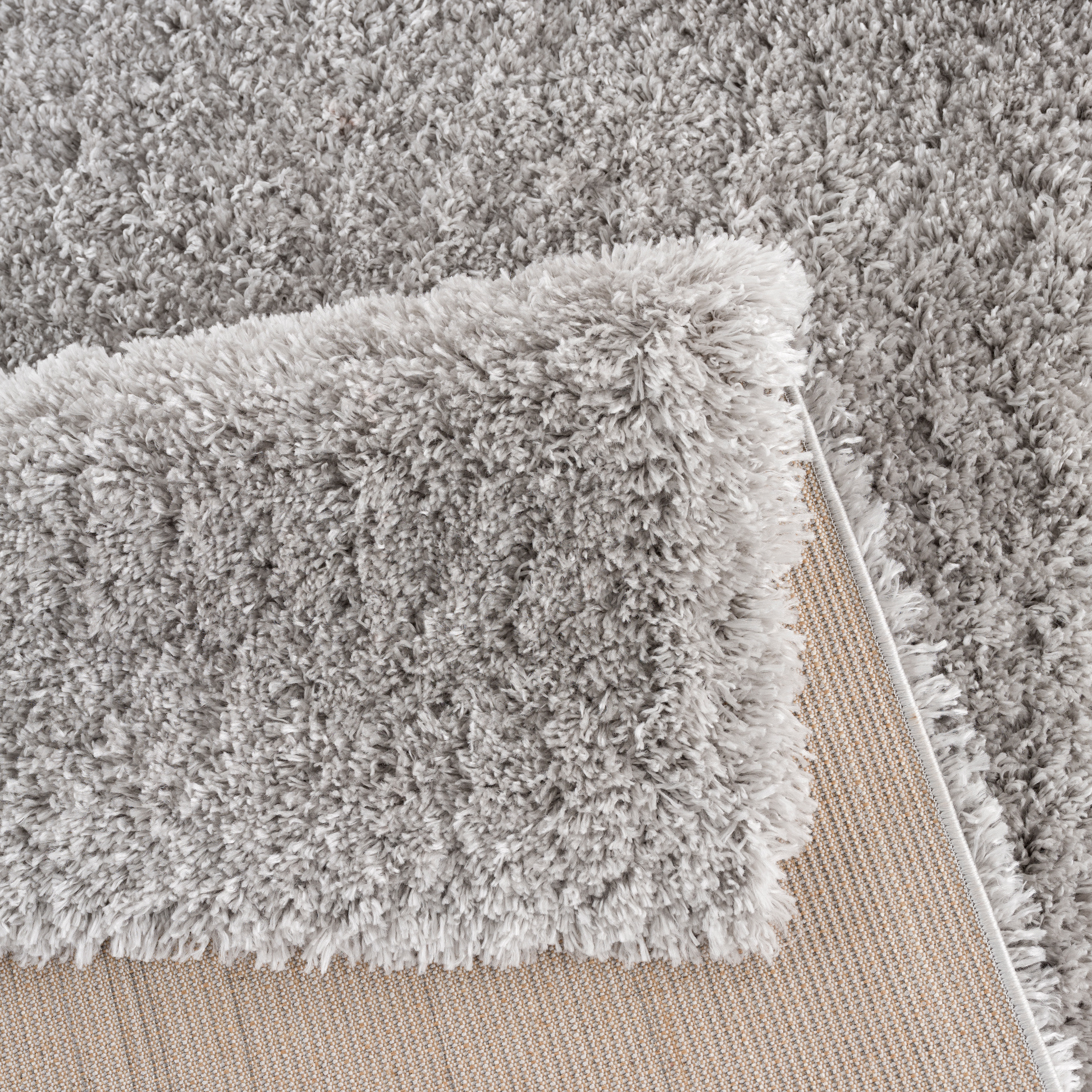 Porto Soft Fluffy Vloerkleed Hoogpolig Effen Grijs