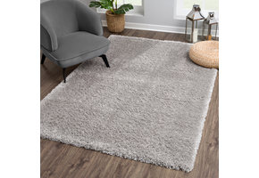 Porto Soft Fluffy Vloerkleed Hoogpolig Effen Grijs