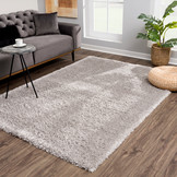 Porto Soft Fluffy Vloerkleed Hoogpolig Effen Grijs